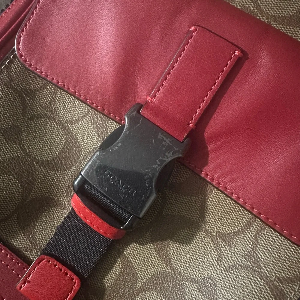 Coach Red and Brown signature Sullivan Bag